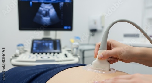 Ultrasound Examination: Close-up of Abdominal Scan