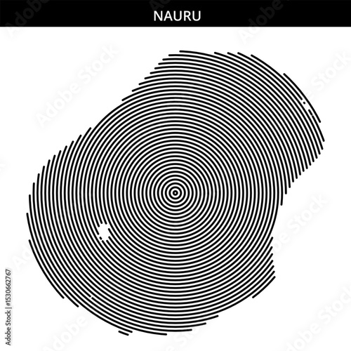 Nauru island topographic representation with concentric lines