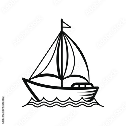 Ocean Waves with Sailboat – Maritime Landscape Design

