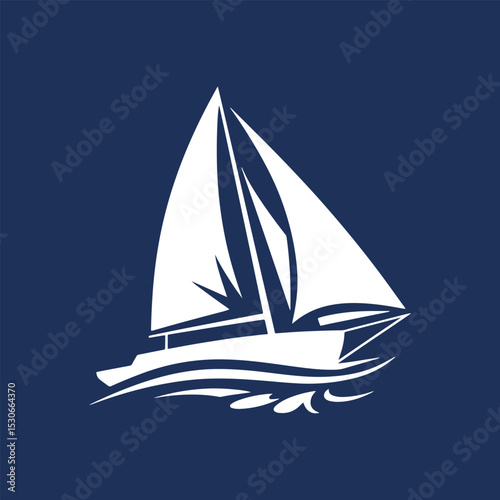 Minimalist Sailboat Logo – Black and White Silhouette