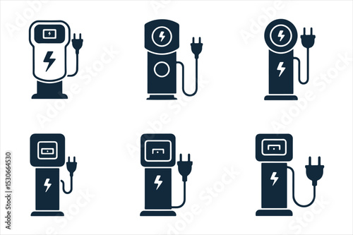 Charging Point Icon – Electric Vehicle Black Silhouette