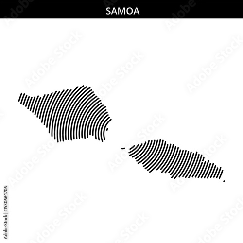Outline of Samoa created with unique fingerprint patterns