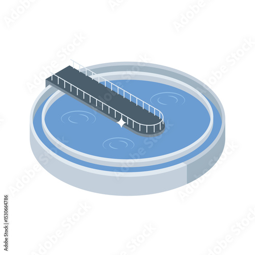 Premium isometric icon of water treatment machinery unit