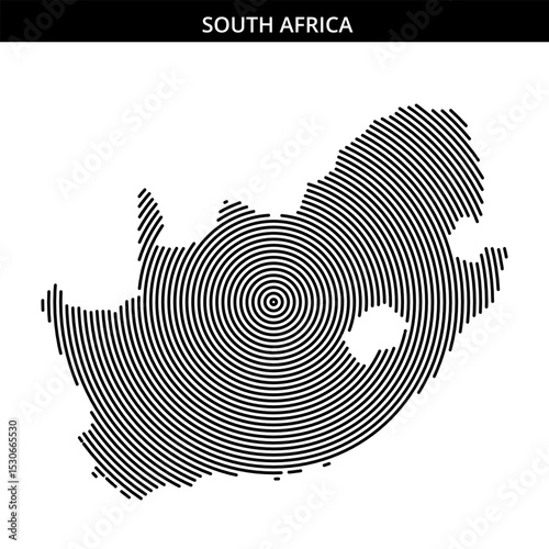 Stylized map of South Africa showcasing concentric circles