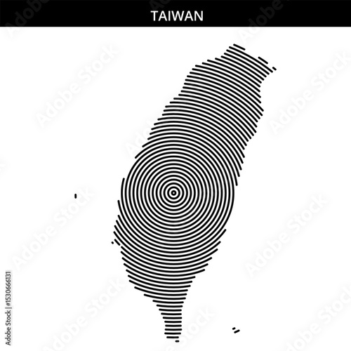 Creative outline of Taiwan featuring concentric lines