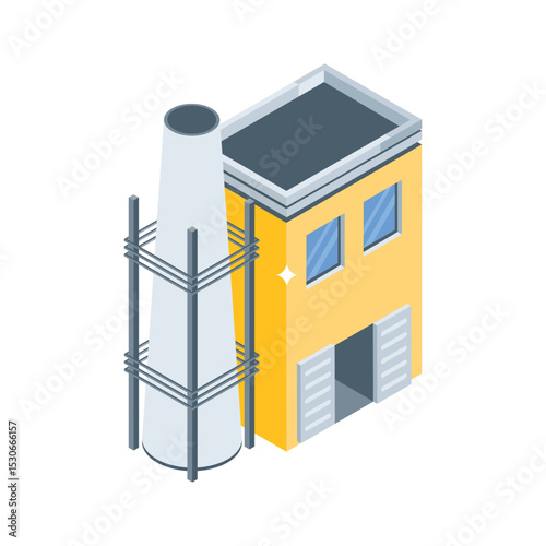 Grab this isometric style icon of active production factory