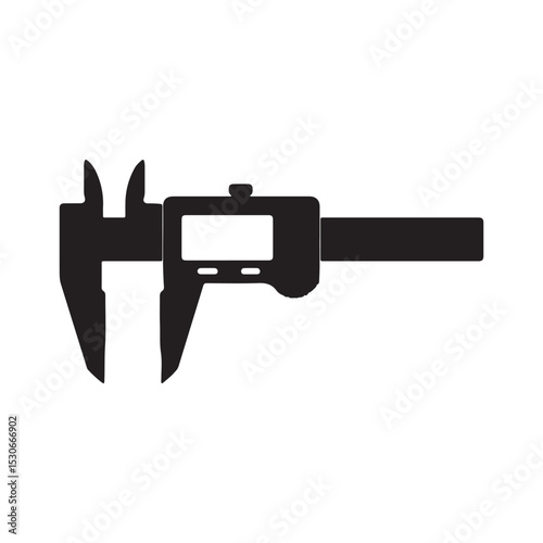 Isolated black and white digital caliper tool image