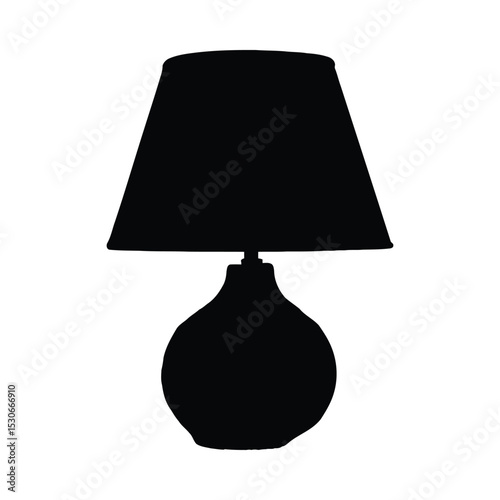 Elegant table lamp silhouette isolated on white background