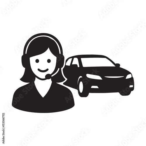 A customer service agent with a car in the back