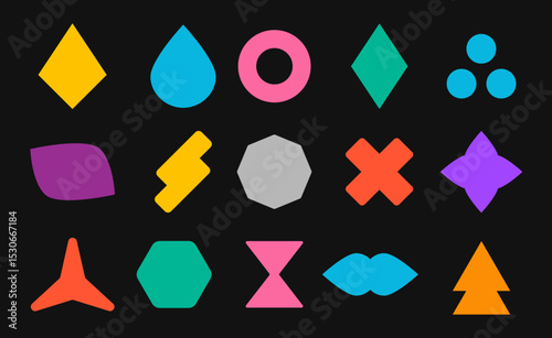 abstract shapes vector set on black background photo