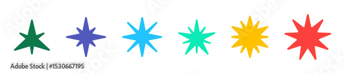 a set of various colorful vector star shapes