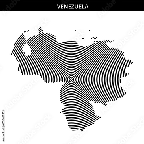 Venezuela depicted with spiral patterns in unique art style