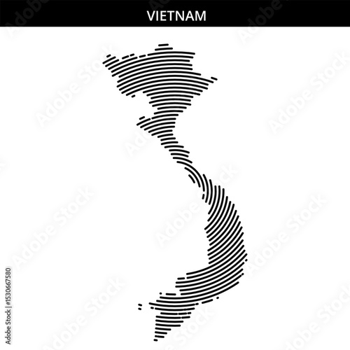 Vietnam's unique outline depicted in creative line art style