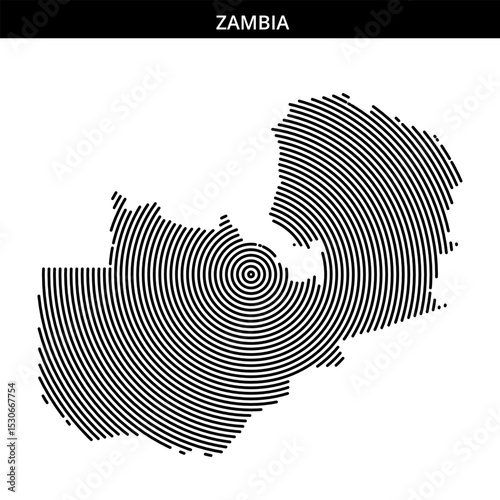 Artistic representation of Zambia in intricate line design