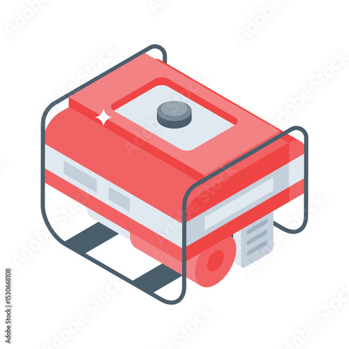 Trendy isometric icon of heavy-duty electricity generator