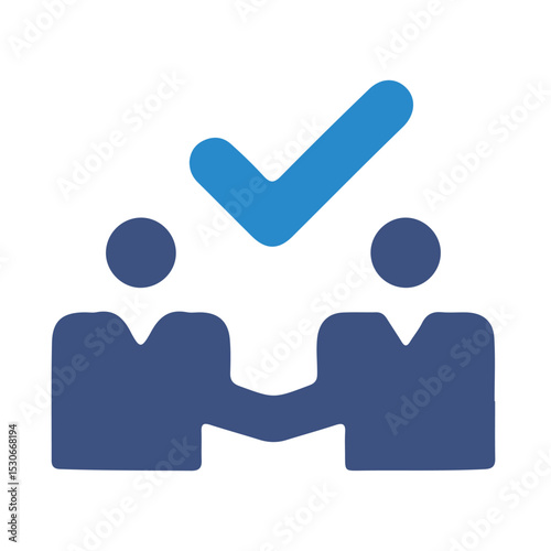 handshake with checkmark symbolizing agreement and successful partnership