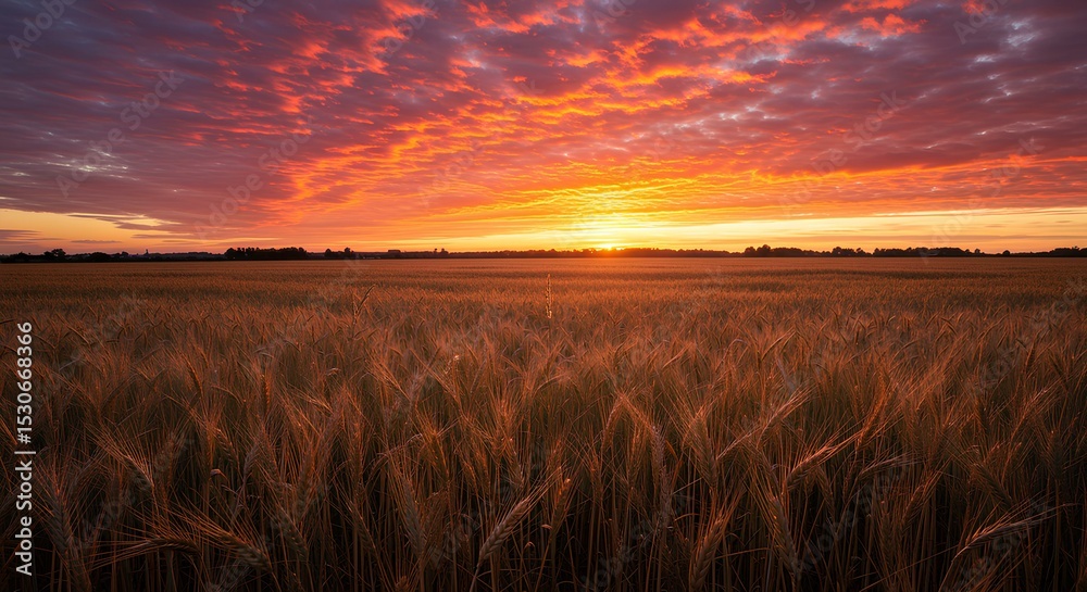 Obraz premium wheat field at sunset