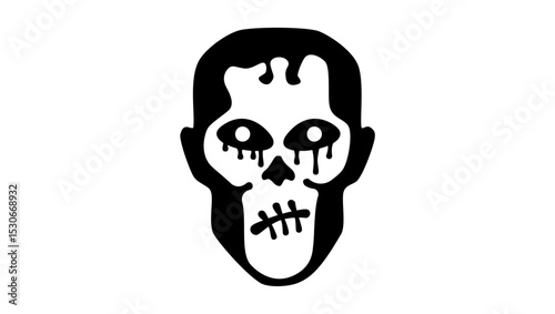 Zombie Head symbol , black isolated silhouette