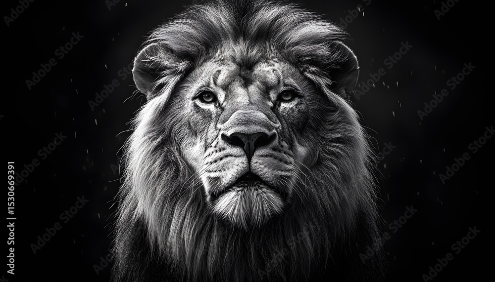 Fototapeta premium black and white lion portrait