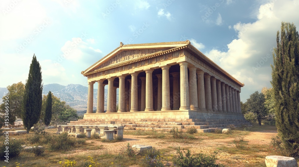 Fototapeta premium Ancient Greek Temple Architecture: A Majestic Structure