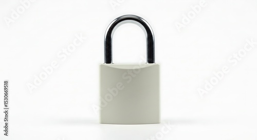 Off white padlock with chrome shackle isolated on white background