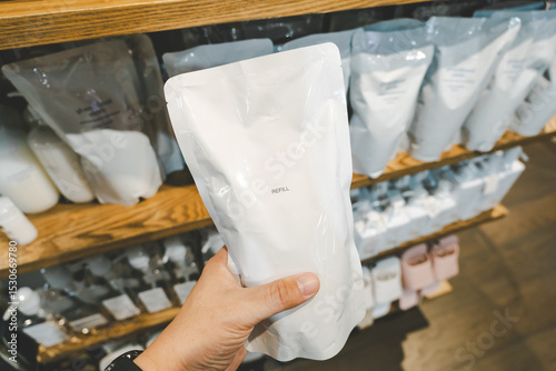 Foto Hand Holding a Refill Pouch in a Store