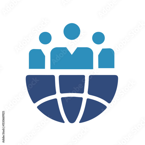 globe with figures symbolizing global teamwork and worldwide unity
