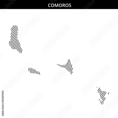 Outline of Comoros islands with distinct geographical features