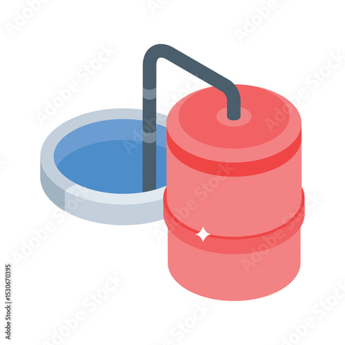 Premium isometric icon showing water purification unit system