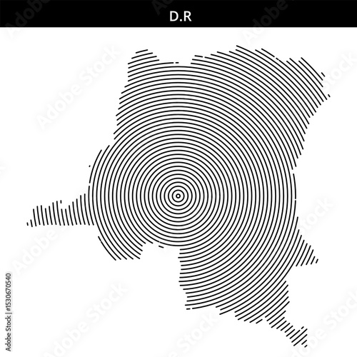 Map of Democratic Republic of Congo with concentric circles design