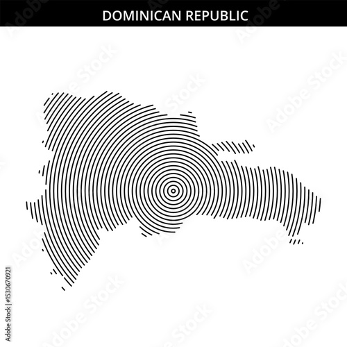 Artistic map design of the Dominican Republic using linear patterns