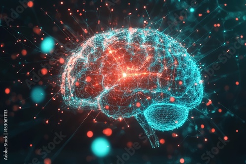 Abstract representation of a brain with interconnected network.