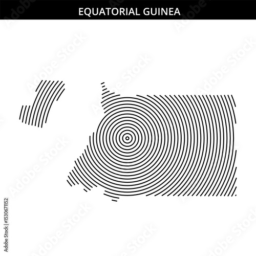 Unique circular illustration of Equatorial Guinea's map design
