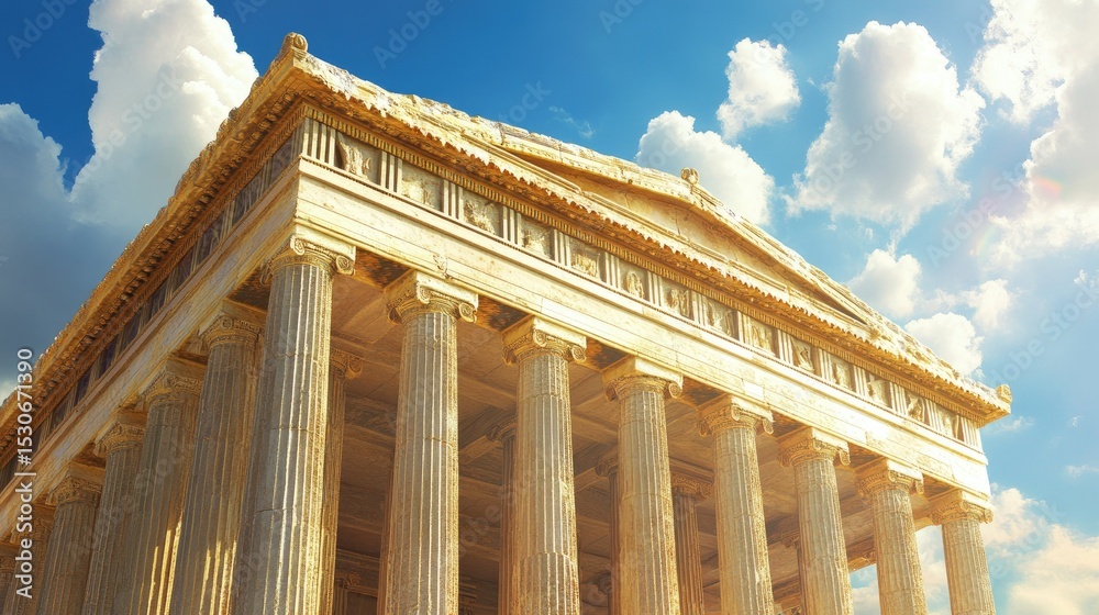 Obraz premium Majestic Greek Temple Under a Sunny Sky