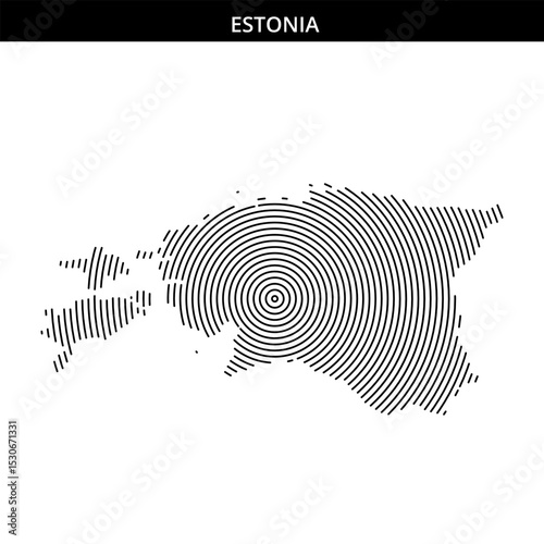 Creative illustration of Estonia featuring spiral design elements