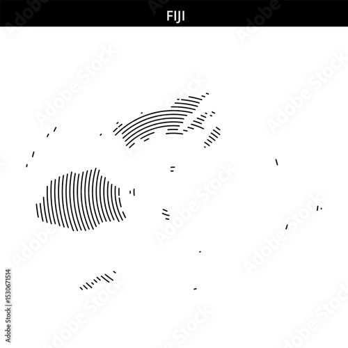 Fiji islands outlined in stylish line art on a minimal background