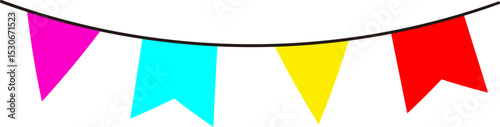 Colorful Party Bunting or Garland. Vector design elements.