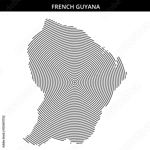 Concentric circles illustrate the shape of French Guyana