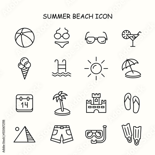 OUTLINED SUMMER HOLIDAY ICON SET