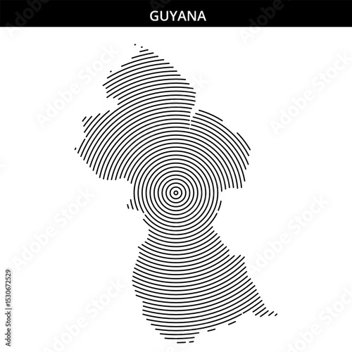 Unique artistic representation of Guyana in abstract lines
