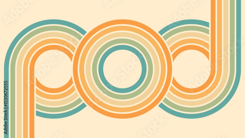 Abstract background of rainbow groovy Wavy Line design in 1970s Hippie Retro style. Vector pattern ready to use for cloth, textile, wrap and other.