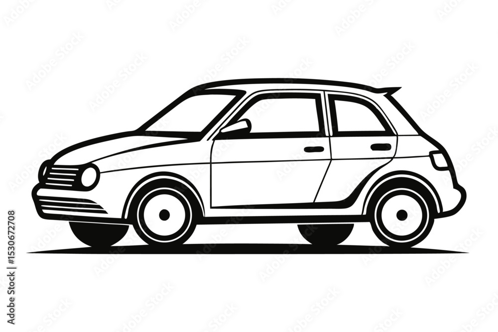 Abstract small car continuous line art drawing isolated on transparent background Abstract small car continuous line art drawing isolated on transparent background
