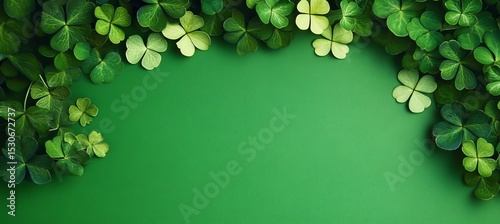 St. Patrick s Day Four Leaf Clovers Design for Celebrations, Mockups, and Text Placement Ideas.