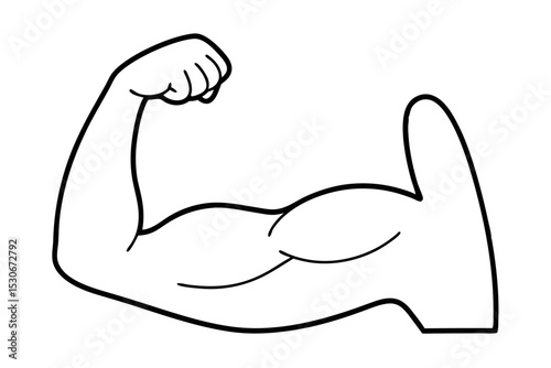 Continuous line drawing of a bicep and fist isolated on transparent background