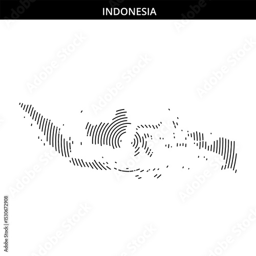 Outline map of Indonesia featuring abstract lines and patterns
