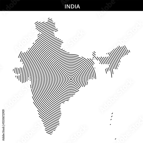 Creative outline of India with concentric lines design