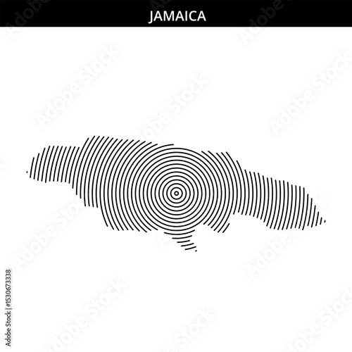 Unique artistic representation of Jamaica with spiral patterns
