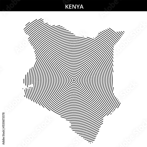 Unique black and white spiral pattern depicting Kenya's outline