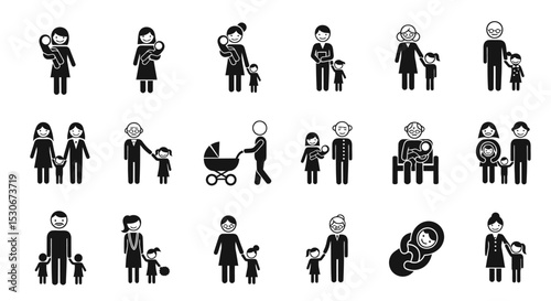 Symbolic Representations of Diverse Family Structures and Relationships in Black and White