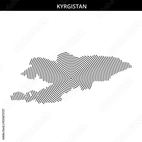Unique spiral design showcasing Kyrgyzstan's geographical outline